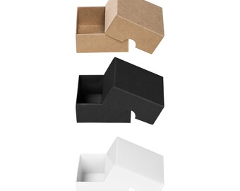 Folding box 6 x 6.5 x 3 cm, Brown, Black, White, with lid - set of 10