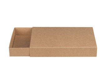 Sliding box, 11.5 x 15.5 x 2.5 cm, brown, kraft cardboard - 10 boxes/set