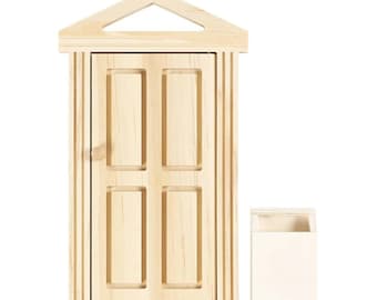 Door with cornice and mailbox, accessories for miniature worlds