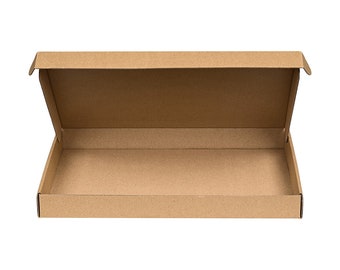 Boîte avec couvercle à charnière, A4, carton kraft, solide, marron, hauteur 30 mm