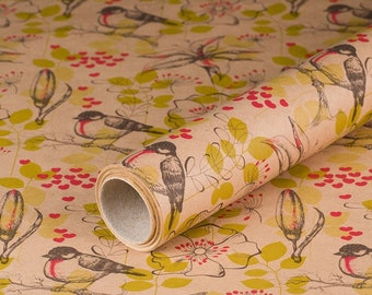 Gift wrapping paper robin, kraft paper, smooth - 1 roll 0.70 x 10 m