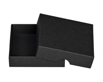Scatola pieghevole 10,4 x 10,4 x 2,5 cm, cartone riciclato, nero, con coperchio - set da 10