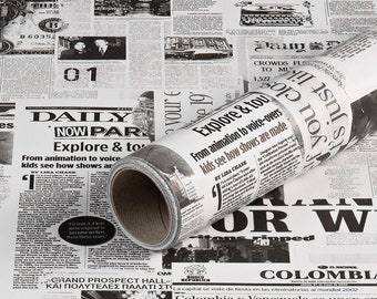 Wrapping paper Newspaper, black and white, birthday paper, smooth - 1 roll 0.7 x 10 m