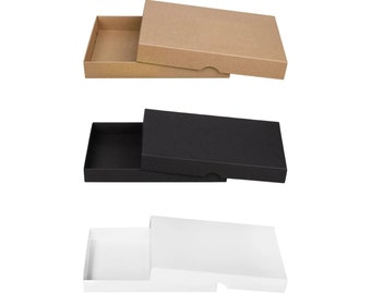 Folding box 16.2 x 22.5 x 2.5 cm, Brown, Black, White, with lid - set of 10