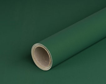 Wrapping paper dark green and gold printed on two sides, smooth, roll 0.7 x 10 m
