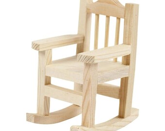 Wooden rocking chair, accessories for miniature worlds and dollhouses