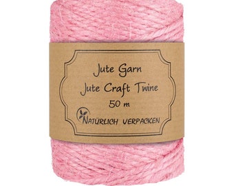 0,10 EUR/m Jutegarn Rosa, einfarbig, 100 g, ca. 50 m, Juteschnur, Dekoschnur