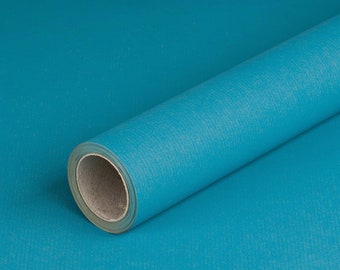 Gift wrapping paper turquoise, single colour, kraft paper, ribbed, roll 0.70 x 10 m