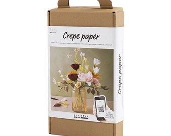 Ensemble créatif de papier crépon - réalisez un bouquet de fleurs, comprenant de la colle, des boules et un dossier