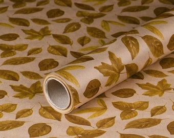 Gift wrapping paper Autumn Leaves 0,7 x 10 m, kraft paper, roll