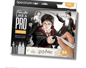 Spectrum Noir Pro Fan Art Illustrationsset Harry Potter, mit Vorlage, Stiften, 24 tlg.