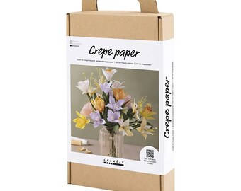 Creatieve set crêpepapier - maak een lenteboeket, inclusief penseel, lijm, mapje