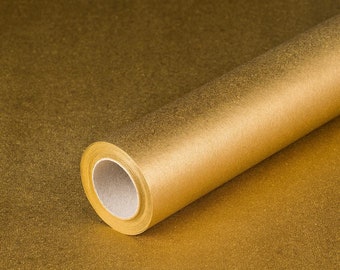 Gift wrapping paper, gold, plain, recycled paper, smooth, roll 0.70 x 10 m