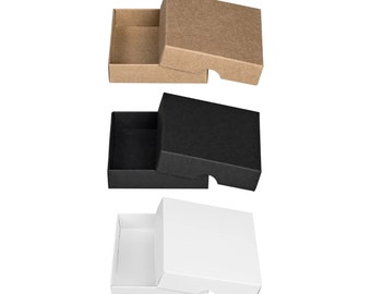 Caja plegable 10,4 x 10,4 x 2,5 cm, marrón, negro, blanco, tapa, cartón - juego de 10