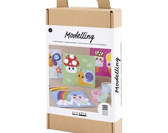 Creative set modeling pictures with modelling clay