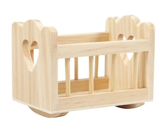 Wooden cradle, accessories for miniature worlds and dollhouses