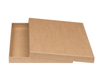 A4 box with lid, 2 cm high, solid cardboard covered with kraft paper