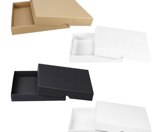 Vouwdoos 15,5 x 15,5 x 2,5 cm, bruin, zwart, wit, met deksel, karton - set van 10