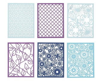 Cardboard with punched lace pattern, A6, 24 sheets, blue, light blue, dark blue, lavender