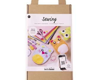 Kit créatif DIY pour coudre un ours en peluche, comprenant feutre, boutons, colle, rembourrage, aiguilles, etc.