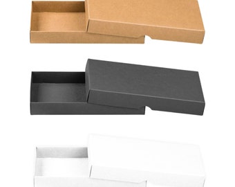 Folding box 18.5 x 9.5 x 2.5 cm, brown, black, lid, cardboard - set of 10