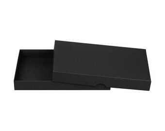 Scatola pieghevole A5, 15,2 x 21,4 x 2,5 cm, nero, cartone riciclato, con coperchio - 10 scatole/set (1,49 EUR/pz.)