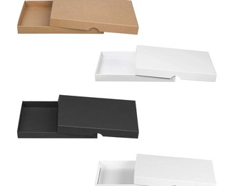 Folding box 13.6 x 19.6 x 2 cm, brown, black, white with lid - 10 boxes/set