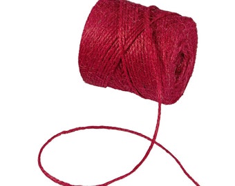 0,10 EUR/meter jutegaren rood, effen, 100 g, ca. 50 m, jutekoord, decoratief koord