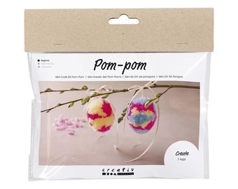 Mini creative set pompoms, Easter eggs