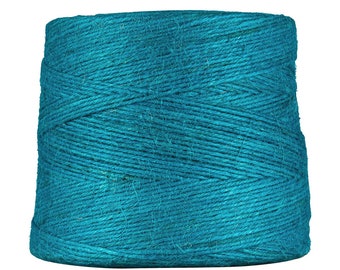 0,04 EUR/m Jutegarn, Cyan, Türkis, 1 kg, ca. 500 m Juteschnur, 100% Jute, auf Pappspule