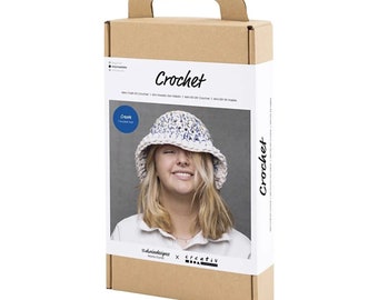 Ensemble de crochet créatif - chapeau de pêche, ensemble de crochet de chapeau de soleil DIY avec instructions, difficulté moyenne