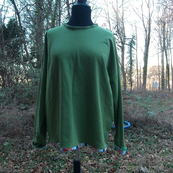 Sweatshirt lindgrün Unikat lustiges Paspelband Oversize