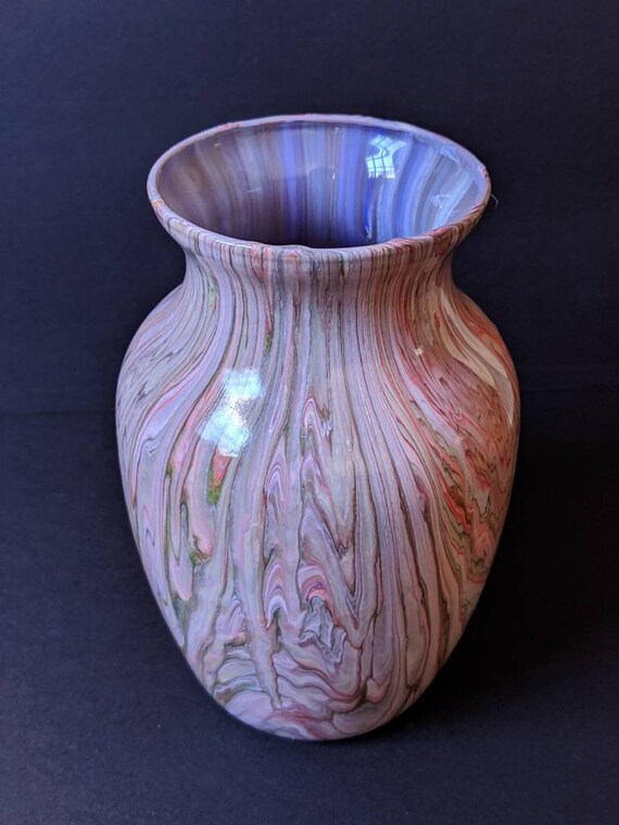 Abstract Hand Painted Glass Flower Vase Etsy