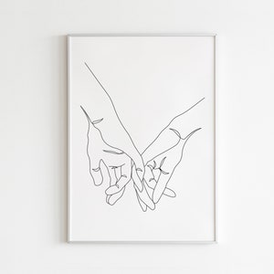 One Line Art Couple Hands, DIGITAL DOWNLOAD, Line Art Couple, Minimalist Wall Art, Hand Line Art, Couple print, Line Art Print, Couple Gift