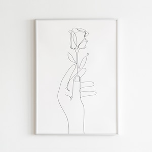 Rose Line Art, DIGITAL DOWNLOAD, Line Art Hand, Couple gift, Flower Line Art,Feminist art, Simple line art, Flowers art print, One line Art