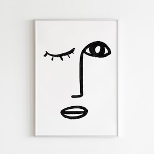 Abstract Face Art DIGITAL ART PRINT Line Art Face Single - Etsy