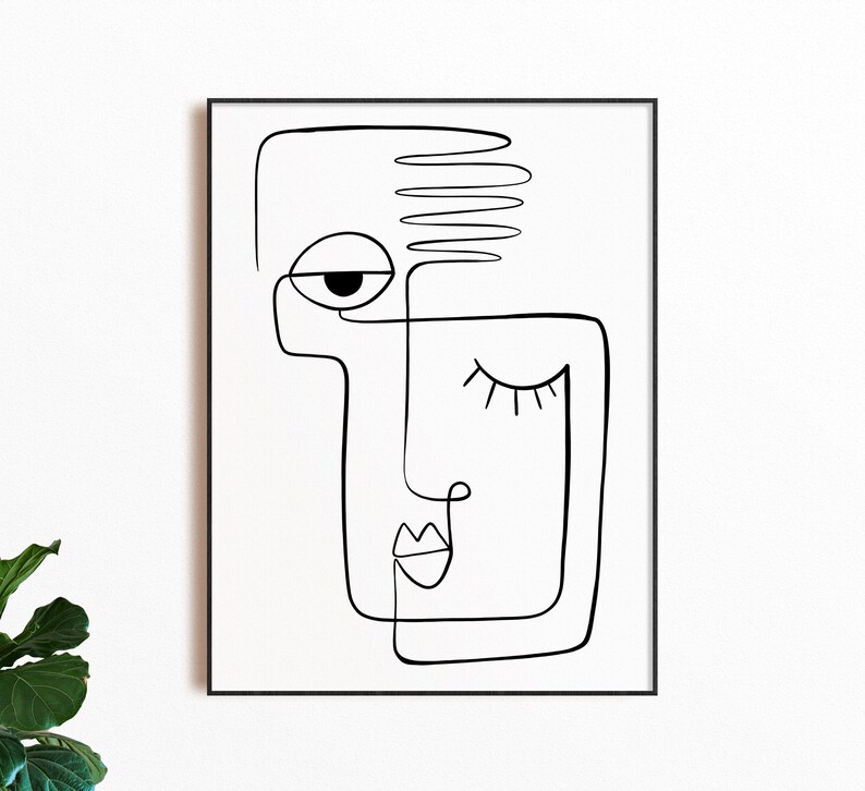 Abstract Face Art DIGITAL DOWNLOAD Line Face Art Single Etsy