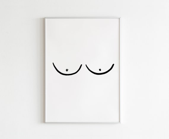 Line Art Nude Funny Boobies - Body Positive abstract art Art Print