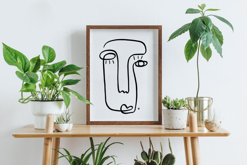 Abstract Face Print DIGITAL ART PIRNT Single Line Drawing Etsy