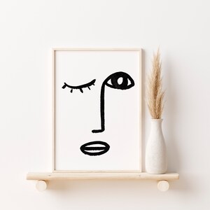 Abstract Face Art, DIGITAL ART PRINT, Line Art Face, Single Line Art ...