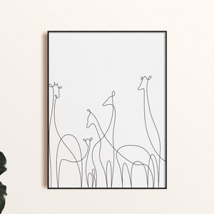 Giraffe Line Art, DOWNLOAD INSTANT, One line art, Minimal Giraffe, Safari Print Art, Giraffe Print, One line Drawing, Line art print