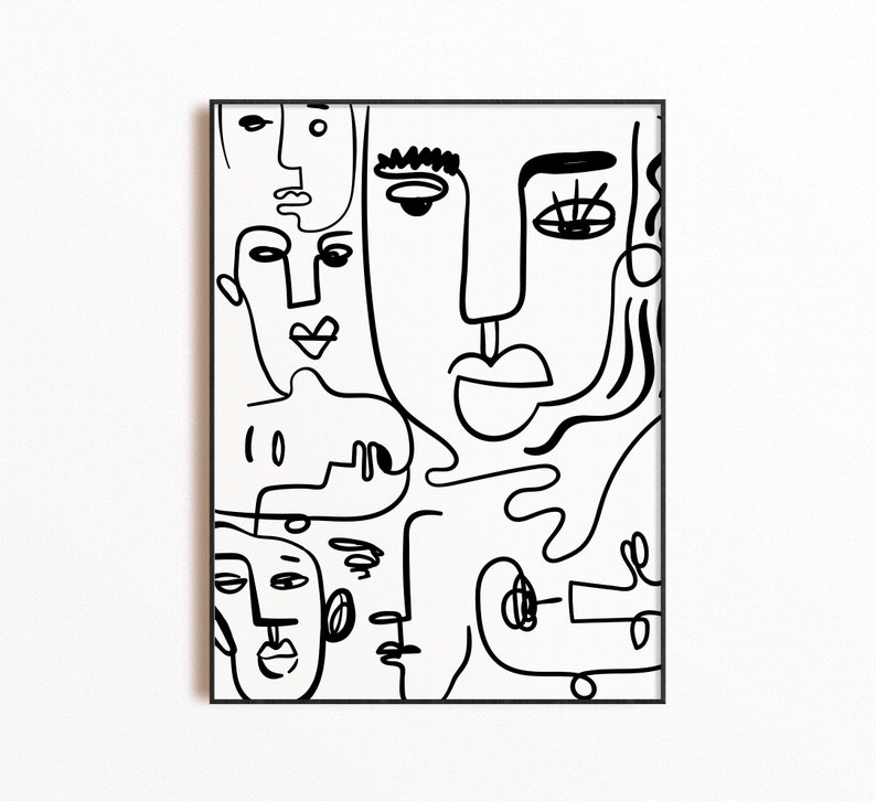 Abstract Faces Art DOWNLOAD INSTANT One Line Art Line Art Etsy