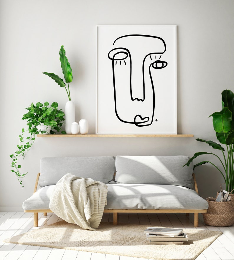 Abstract Face Print DIGITAL ART PIRNT Single Line Drawing Etsy