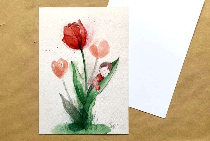Stampa limitata, figlio dei fiori Tulipano, A4 immagine 1