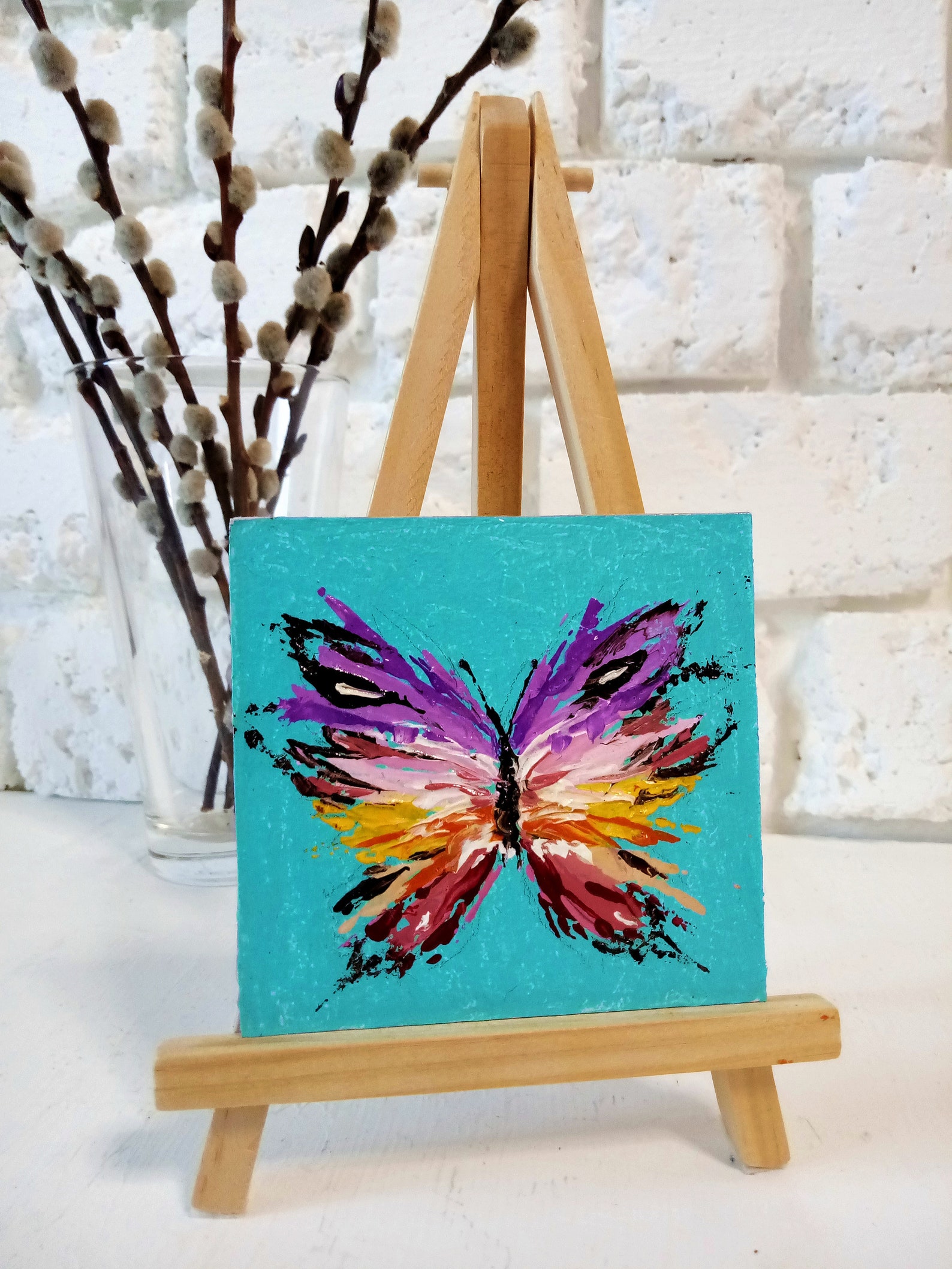 Abstract Butterfly Painting ACEO Original Oil Art Butterfly Etsy