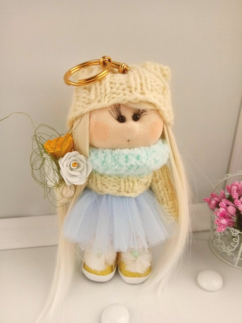 Cute doll keychain Fashionista gift Doll keyring Teen Etsy