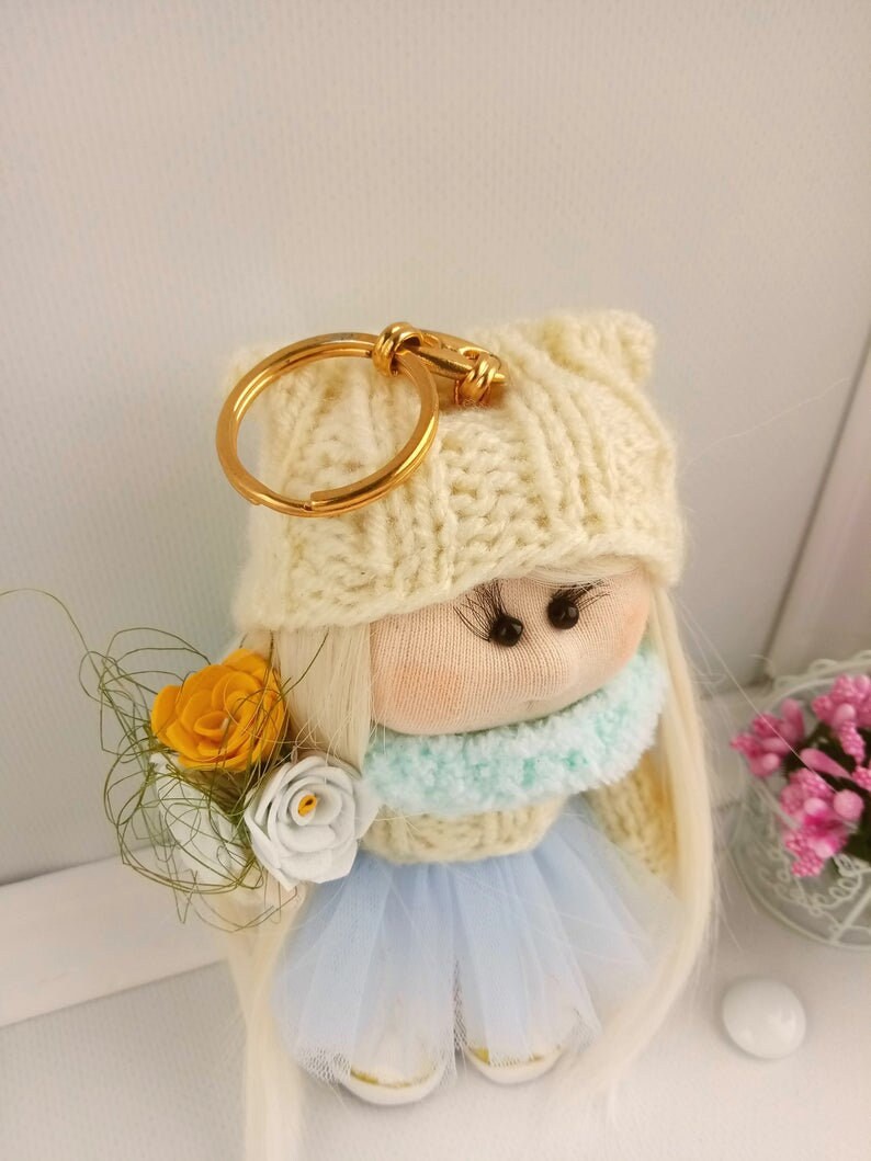 Cute doll keychain Fashionista gift Doll keyring Teen Etsy