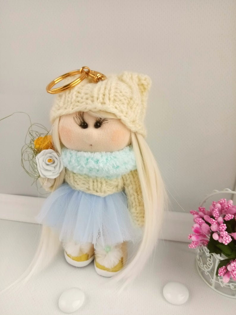 Cute doll keychain Fashionista gift Doll keyring Teen Etsy