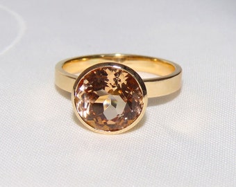 Imperial topaz ring made of 585 gold, rose gold, W 57, precious topaz, blush, peach, peach