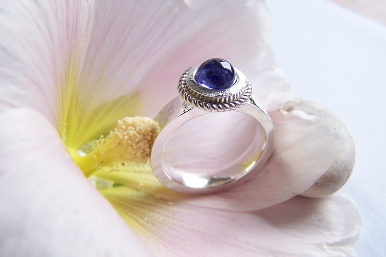 Tansanit Ring Silber, Größe 60, Cabochon Ring, Herrenring, Damenring blauer Stein, Einzelstück Bild 10